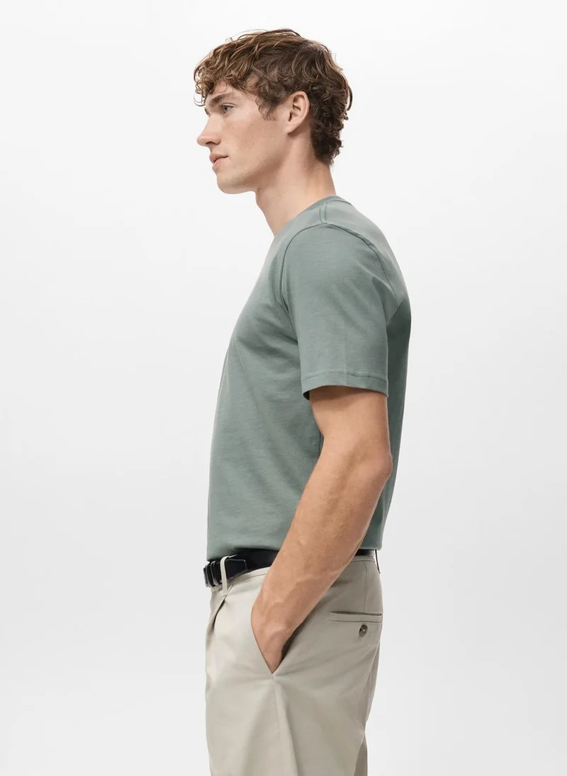 Mango Man  100% cotton slim-fit t-shirt for Men | Best Price UAE